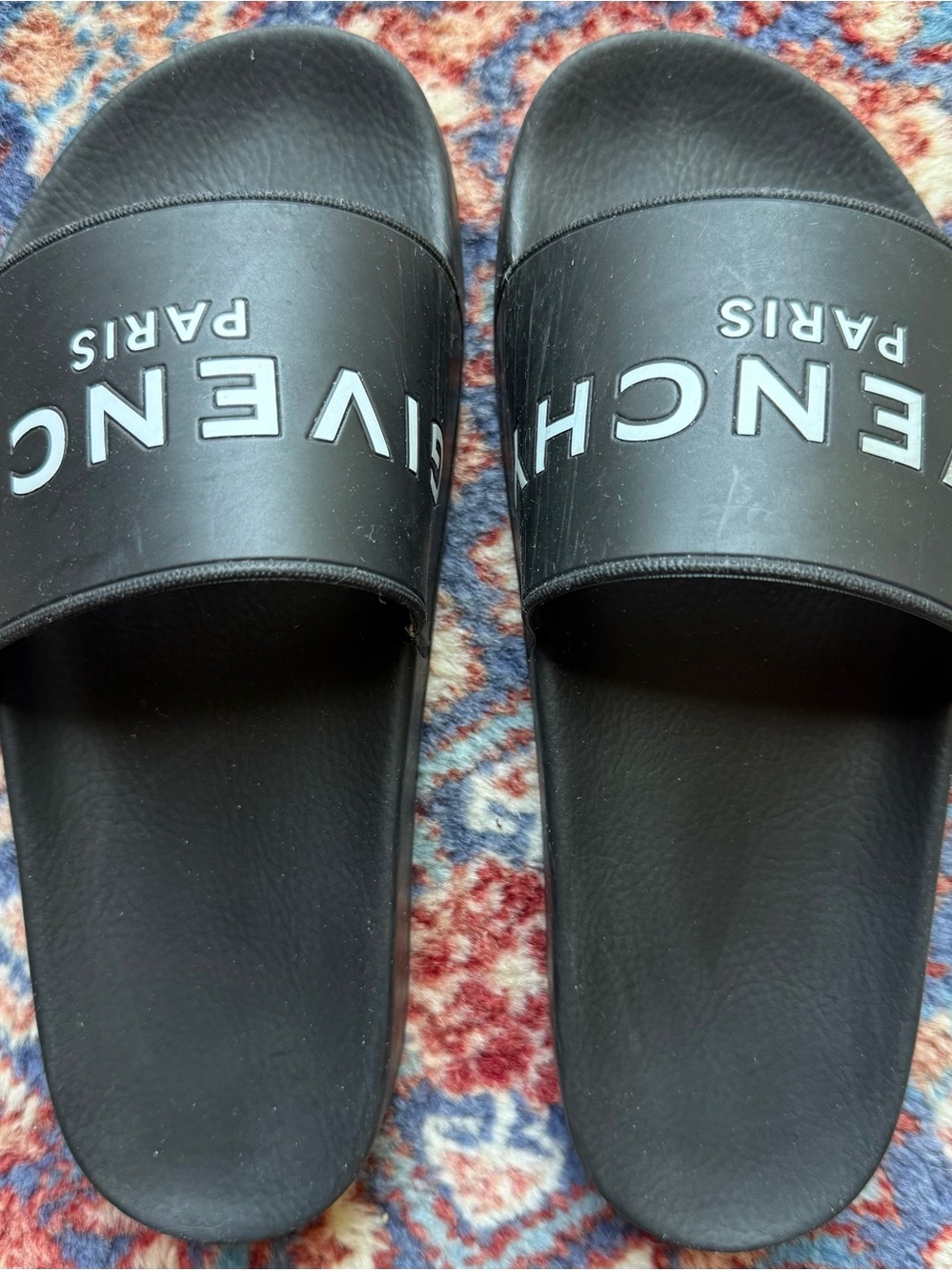 Givenchy Black Slide Sandals with White Logo
